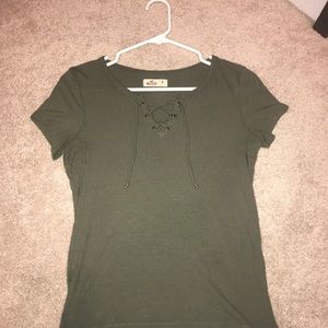 Hollister Lace Up Short Sleeve Shirt
